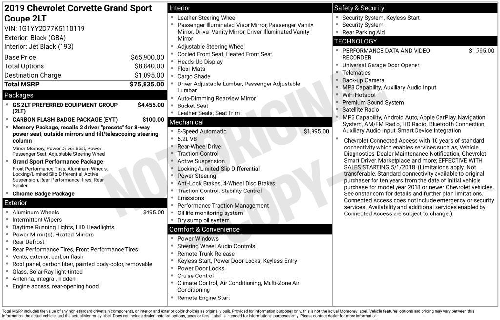 2019 Chevrolet Corvette Grand Sport Grand Sport 2LT