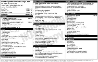 2018 Chrysler Pacifica Touring L Plus