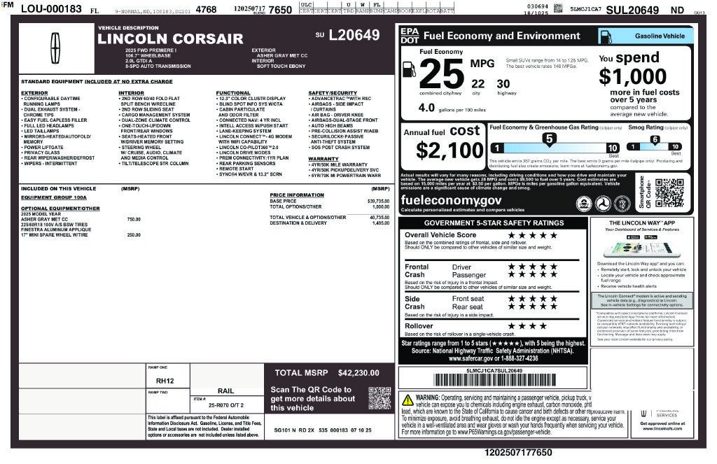 2025 Lincoln Corsair Premiere